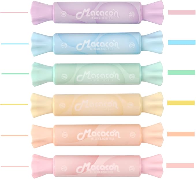 Candy Highlighters, 18 Pack Cute Pastel Highlighter Pens, Candy Shaped Chisel Tip No Bleed, Quick Dry Aesthetic Highlighters for School Supplies, Bible Study, Journaling, Planner, Notes, Teachers