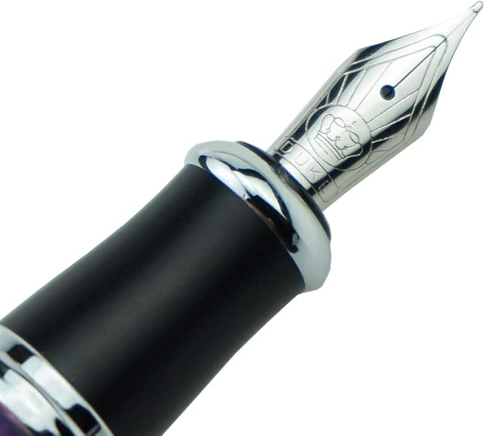 Asvine Duke 2009 Charlie Chaplin Dark Blue Fountain Pen Fine Nib, Modern Classic Design Collection Heavy Pen with Pouch