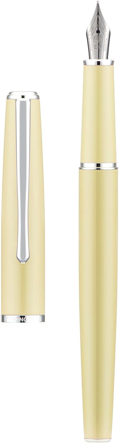 Hongdian 920S Fountain Pen Yellow Meta Pen, Iridium Fine Point Classic Pen with Ink Converter