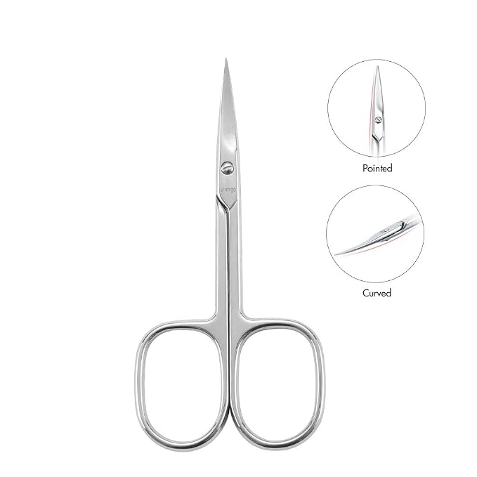 LIVINGO Nail Scissors Curved Blade Stainless Steel Manicure Tool | Sharp Precision Cutting, Cuticle Care, Eyebrow Eyelash Dry Skin Grooming, Professional Beauty Use
