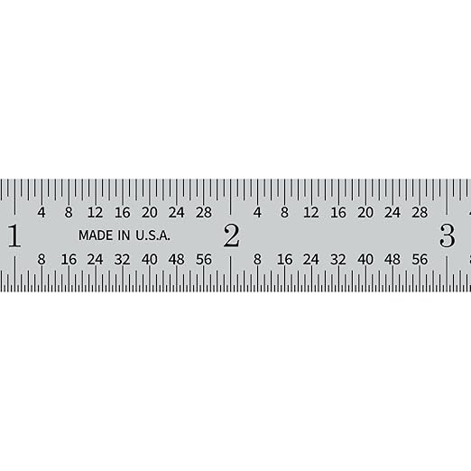 PEC Tools 12" Metal Ruler, Flexible Stainless Steel Rule, 4R Graduation, Made in USA