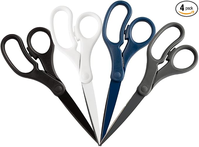 JAM PAPER Multi-Purpose Precision Scissors Set - 8 Inch - Business Assortment - Ergonomic Handle & Stainless Steel Blades - 4/Pack