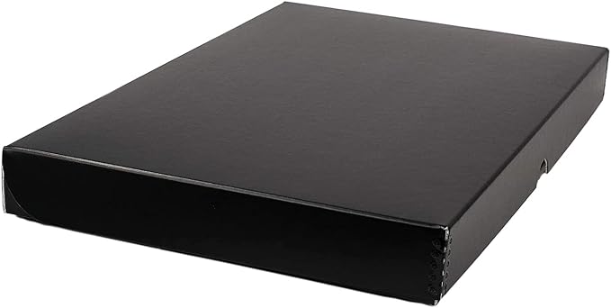 Lineco Clamshell Archival Storage Box, 11.5x17.5x1.75 Inch, Black | Acid-Free with Metal Edge Boxboard, Organize and Store Photos Documents Cards Negatives Magazine Prints Family Records DIY