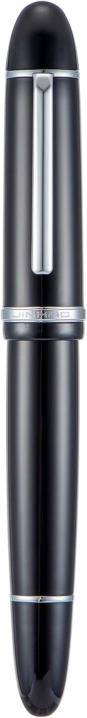 Jinhao X159 Black Acrylic Fountain Pen, Size 8 Fine Nib Silver Trim Classic Design Smooth Writing Pen with Converter