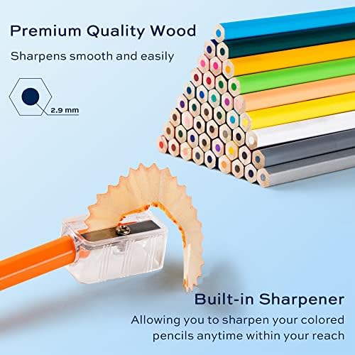 finenolo 48 Pack Colored Pencils for Adult Coloring Books, Soft Core, Art Drawing Pencils for Artists Beginners, Coloring Pencils Set with Sharpener for Coloring, Sketching, Painting