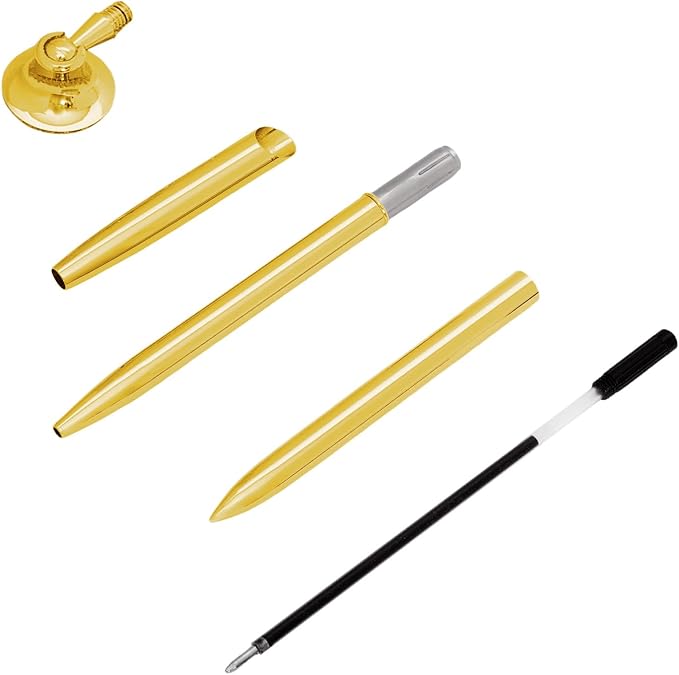 2 Pcs Hollow Round Pen Holder Signing Pen Set for Office Business | Metal Pen Stand Holder Set, Guest Book Wedding Birthday Party Graduation, Signing Desk Ballpoint Pens, Black Ink