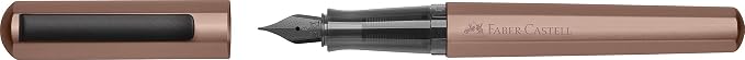 Faber-Castell HEXO Fountain Pen, Bronze – Broad: Modern Fountain Pen with Black Stainless Steel Extra Fine Nib, Ergonomic Grip & Balanced Aluminum Barrel for Creative Writing