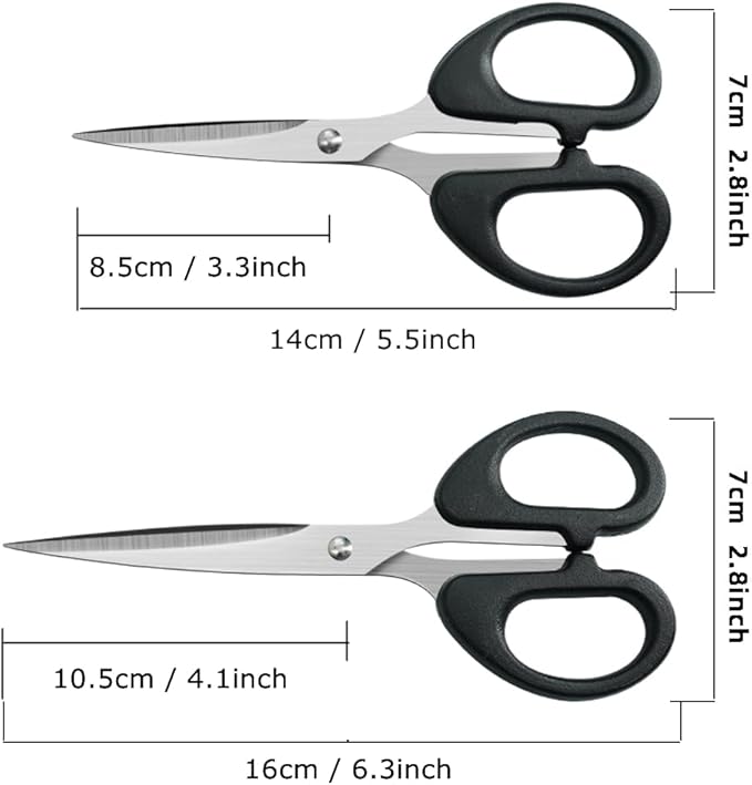 Scissors All Purpose,6 inch Scissors Set of 6,Comfort-Grip Handles Sharp Pointed Scissor,Great for Cutting Paper Suitable for Home Office and School Classroom Arts