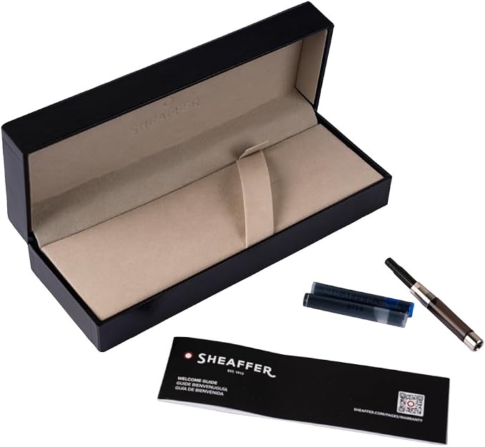Sheaffer 300 Glossy Blue Lacquer Fountain Pen with Chrome-Plated Trim and Medium Nib