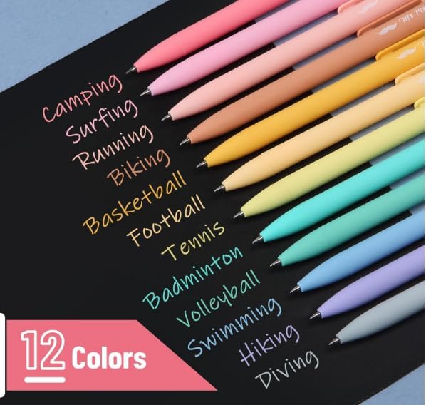 Mr. Pen- Retractable Gel Pens, 12 Pack, Assorted Colors Ink | Fine Point 0.7mm, Fast Dry, Smooth Writing, Cute Pens for Drawing, Writing Planner and School Supplies