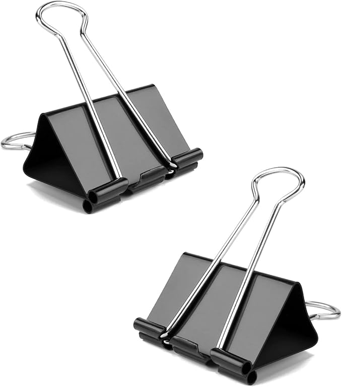 Binder Clips 1 Inch, 72 Pack, Black, Standard 25mm Clamps, Capacity 0.47 Inch, Office Clips, Made of Strong Steel