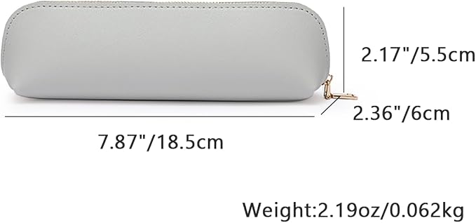 Pencil Case Small Pencil Pouch Slim (Gray, Faux Leather)