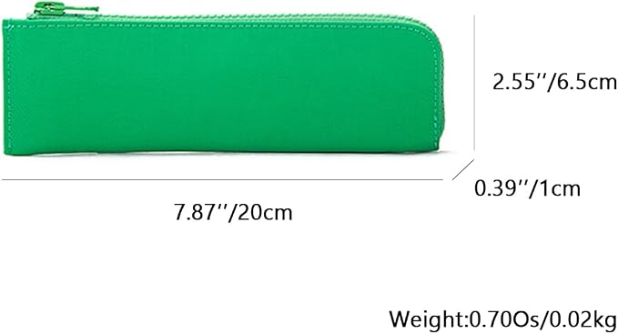 Oxford Pencil Case Slim Pencil Pouch Durable Zipper Stationery Bag Small Travel Use（Grass green/Oxford）