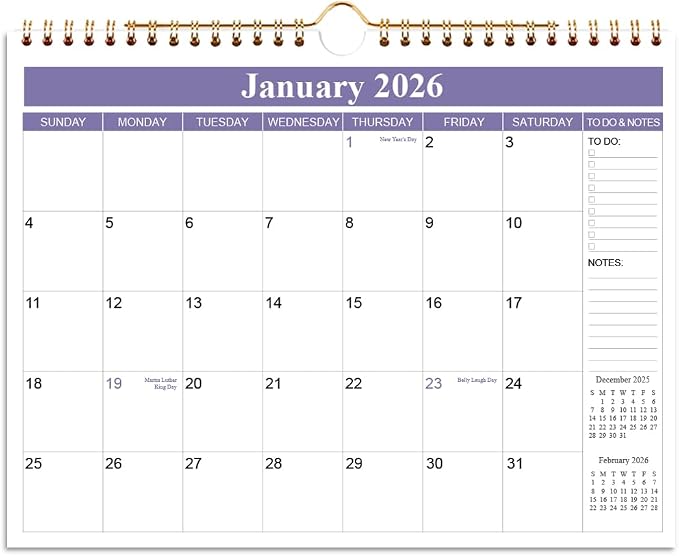 2026 Calendar - Calendar 2026 from Apirl 2026 - December 2026, Wall Calendar 2026 with Thick Paper, 11.5" x 14.5", Purple