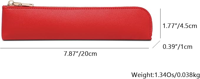 Slim Pencil Case Small Pencil Pouch Pen Case (Bright Red/FL)