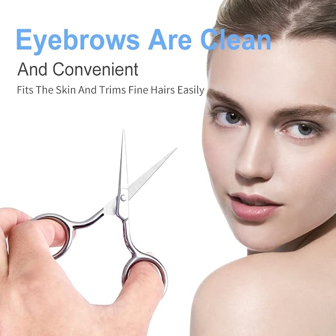 Eyebrow Scissors, Precision Grooming Shears, Nose Hair Trimmer - Professional Stainless Steel Fine Tip for Beard, Mustache, Eyelashes, Cuticles- ASONTAO (1Pcs Eyebrow Scissors)