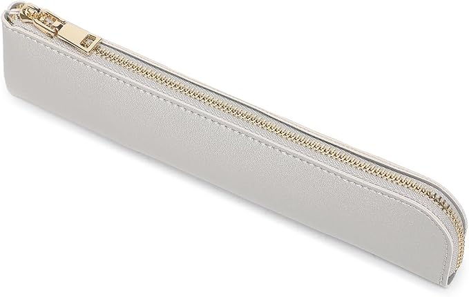 Slim Pencil Case Small Pencil Pouch Pen Case (Pearl Silver/FL)