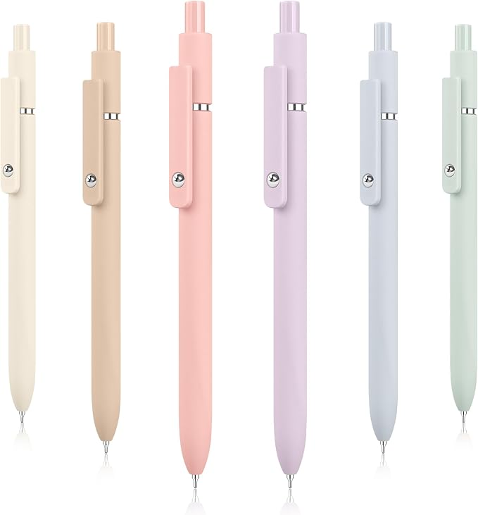 Hapikalor Gel Pens, 6 Pcs 0.5mm Black Ink Pens Fine Point Smooth Writing Pens, Cute Office School Supplies Gifts for Women, Teen Girls, Students, Nurse Pens, Morandi