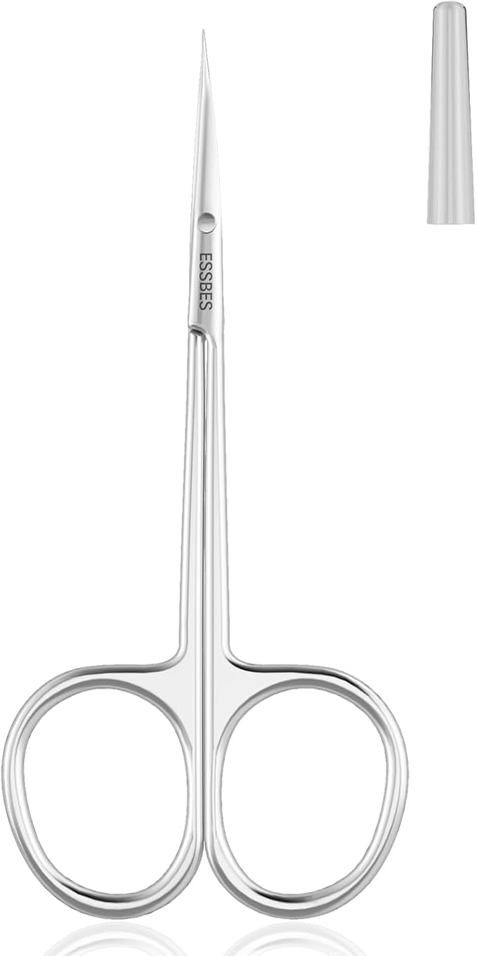 Facial Hair Small Precise Grooming Scissors for Men Women Extra Fine Curved Blade Super Slim Professional Manicure Scissors for Cuticle, Eyebrow, Nose Hair, Mustache, Bead and Dry Skin