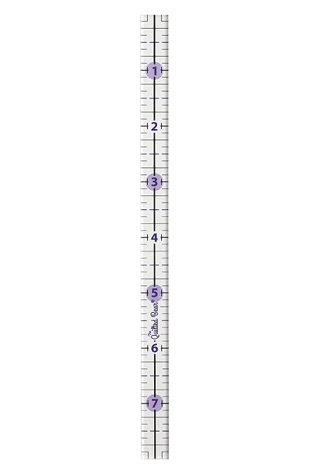 The Quilted Bear Rectangular Acrylic Quilting Ruler, 0.5" x 8" | Non-Slip, Precise Bold Lines, 30, 45 & 60 Degree Angles, 3mm Thick Transparent Acrylic, for Quilt Blocks, Sewing & Craft