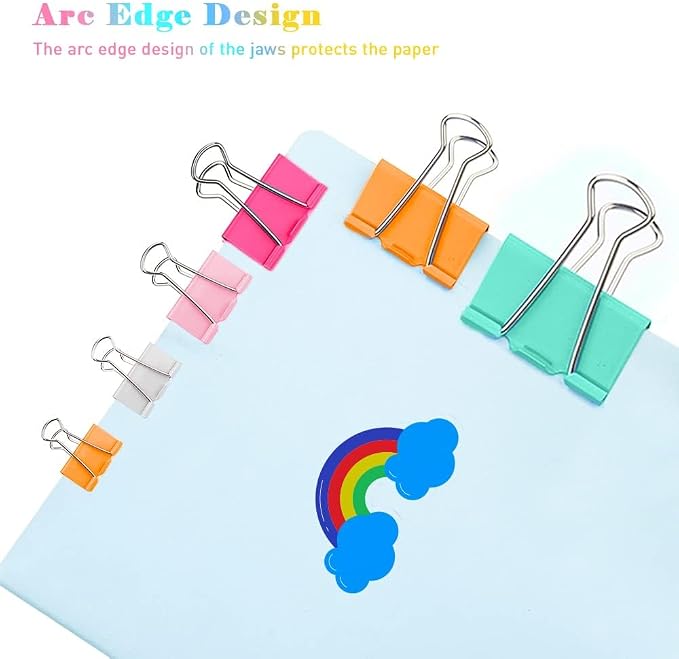 Binder Clips Width 1 Inch Capacity 0.47 Inch White 36 PCS with Storage boxs, Binder Clips 25mm 1 Inch for Teacher School Office and Business