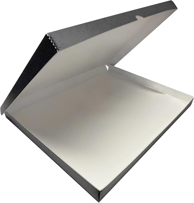 Lineco Clamshell Archival Storage Box, 11.5x14.5x1.75 Inch, Gray | Acid-Free with Metal Edge Boxboard, Organize and Store Photos Documents Cards Negatives Magazine Prints Family Records DIY