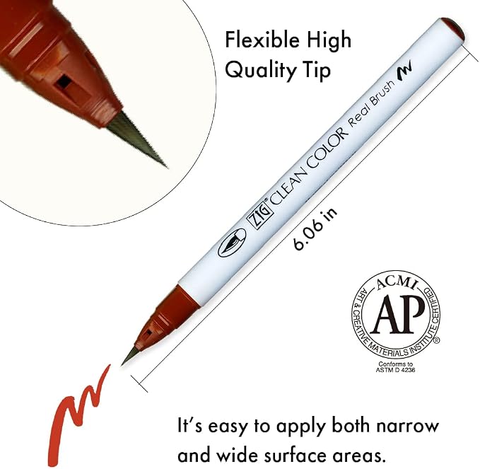Kuretake ZIG CLEAN COLOR Real Brush 6 colors set 'Portrait colors Ⅱ' for illustration, design art, lettering, calligraphy, drawing