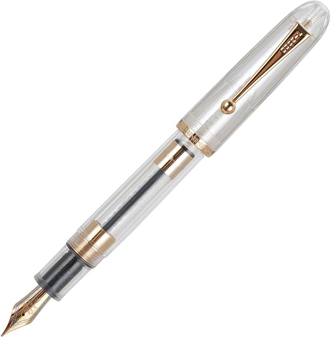 Jinhao 9016 Fountain Pen Medium Heartbeat Point, Dadao Series Clear Acrylic with Large Converter for Writing