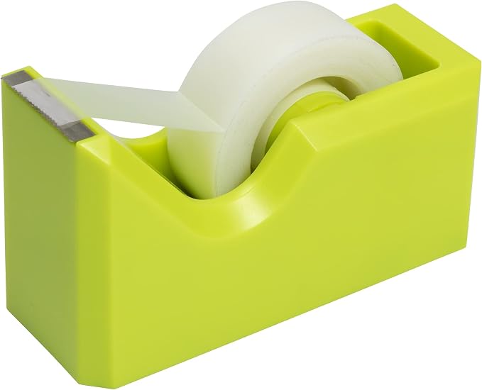 JAM PAPER Office & Desk Sets - 1 Stapler & 1 Tape Dispenser - Lime Green - 2/Pack