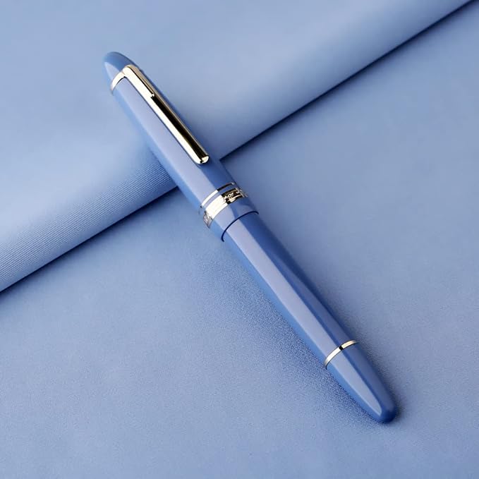 erofa Majohn P136 Piston Fountain Pen Fine Nib with Box, Sky Blue Resin Writing Pen Set