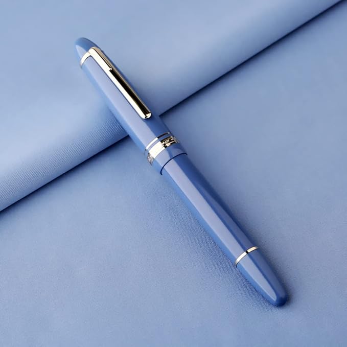 erofa Majohn P136 Piston Fountain Pen Extra Fine Nib with Box, Sky Blue Resin Writing Pen Set