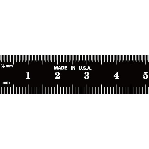 PEC Tools 150mm Flexible Metal Ruler, Stainless Steel with Black Chrome Finish, High Contrast, Fully Metric Graduation (0.5mm, 1.0mm), Easy to Read Machinist Rule, Made in USA