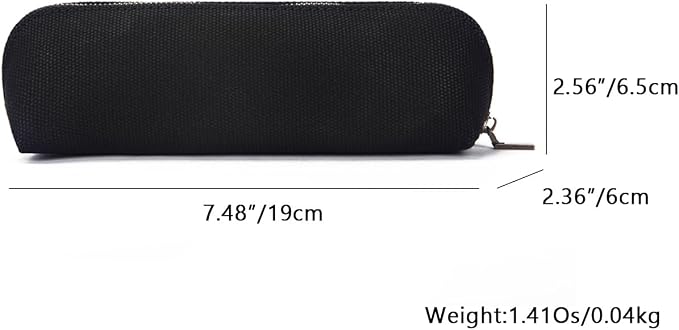 Pencil Case Small Pencil Pouch Slim (Black, Canvas)
