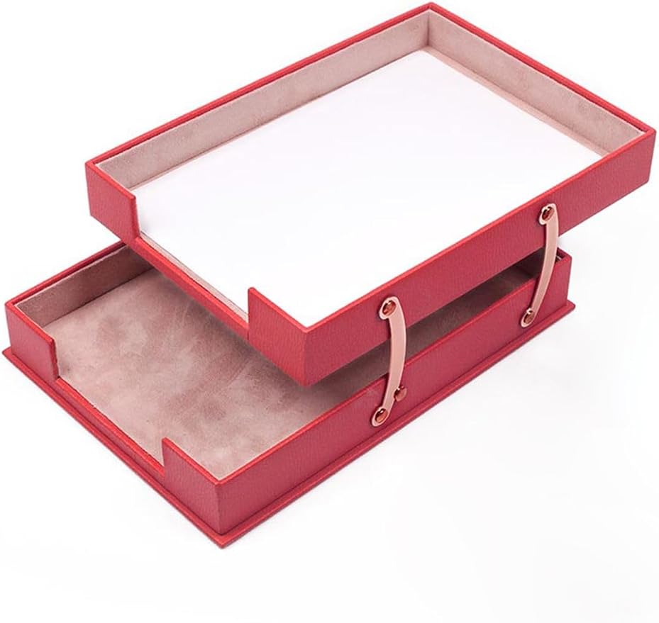 Luna Luxury Leather Desk Set for Men – 10 Piece Executive Office Desk Organizer Set with Document Tray, Desk Pad, Pen Holder, A5 Agenda with Fountain Pen Set – Multiple Color Options (Red)