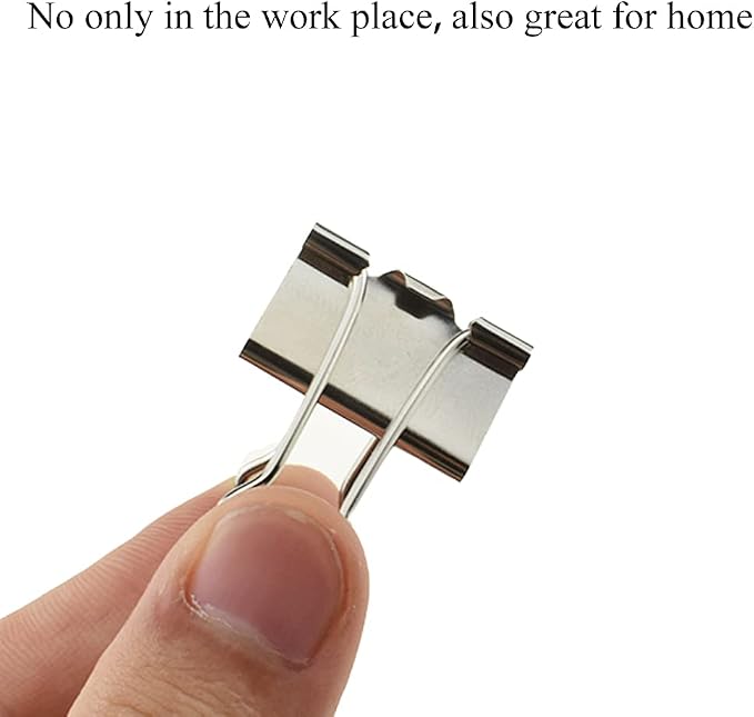 HAHIYO Binder Clips Paper Clamps Spring Steel Sturdy Medium 1.26 inches Width 0.39 Inch Capacity No Sharp Edges Heavy Duty Tight Grip Reusable Silver Metal Bright Finish for Home Office School 13 Pack