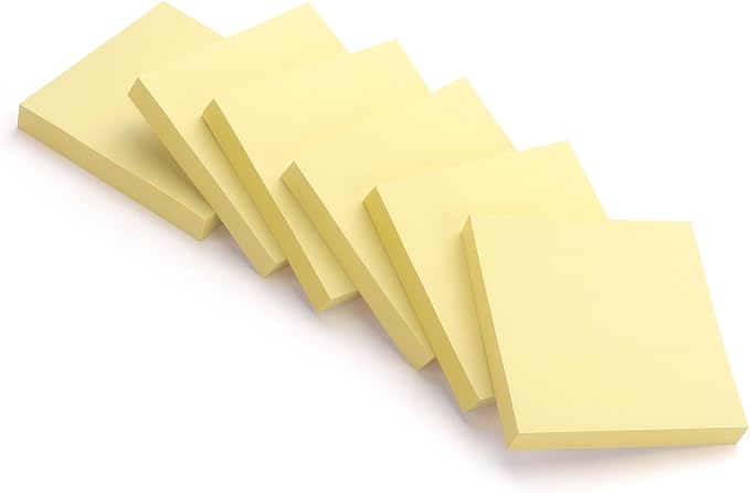 Early Buy Sticky Notes 3x3 Self-Stick Notes Yellow Color 6 Pads, 100 Sheets/Pad (Yellow)