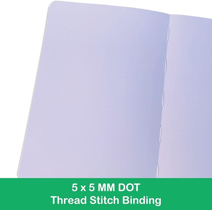 BUKE Dotted Notebook Journal 180GSM Bamboo Thick White Paper 160 Pages 5 * 5MM Dot Grid, Lay Flat Binding,Colored Silver Edges, Bookmarks and Expandable Back Pocket (BKP-8)