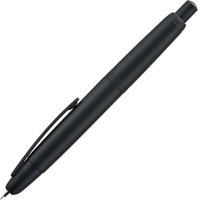 Jinhao 10 Press Fountain Pen with Box, Matte Black Retractable Extra Fine Nib with Ink Converter Set (Clip Version)