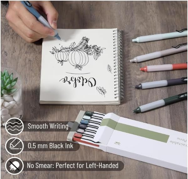 Mr. Pen- Retractable Gel Pens, 12 Pack, Black Ink, Vintage Barrels | Fine Point 0.5 mm, Fast Dry, Smooth Writing, Cute Pens for Drawing, Writing Planner and School Supplies