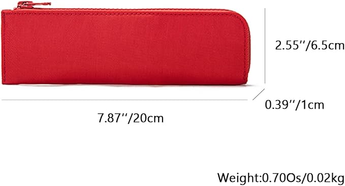 Oxford Pencil Case Slim Pencil Pouch Durable Zipper Stationery Bag Small Travel Use（Red/Oxford）