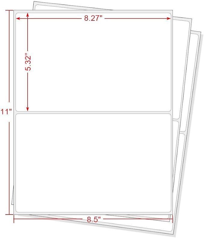 Round Conner 8.5" x 5.5" Address Labels, Half Sheet Shipping Labels, 500 Sheets Self Adhesive Mailing Labels for Laser & Inkjet Printers