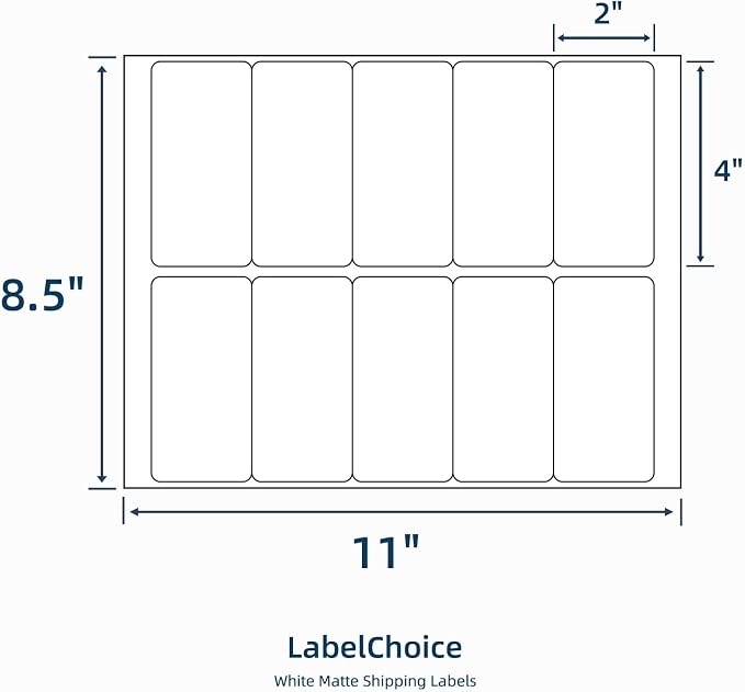 500 Sheets 5000 Pcs 2”x4” 10 Up Shipping Address Labels Compatible with Laser and Inkjet Printers, 2x4 10 Per Page Strong Adhesive Internet Mailing Shipping Labels