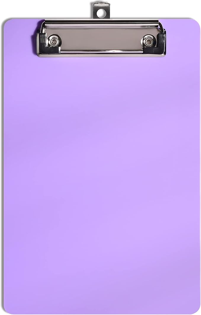 Hongri Plastic Small Clipboard, Purple A5 Memo Size Clip Board | Mini Size 6 x 9 in for Students, Teacher, Women, Office & School Supplies