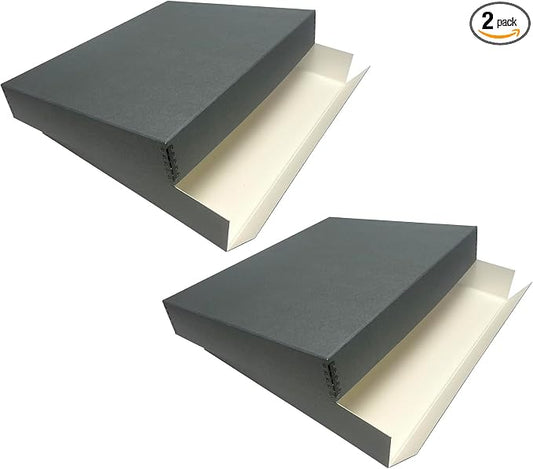 Lineco Drop Front Archival Storage Box, 16.75x20.75x3 in, Gray, 2 Pack | Acid-Free with Metal Edge, Preserves Picture Longevity, Organize Photos, Newspapers, Prints, Documents, Crafts, DIY