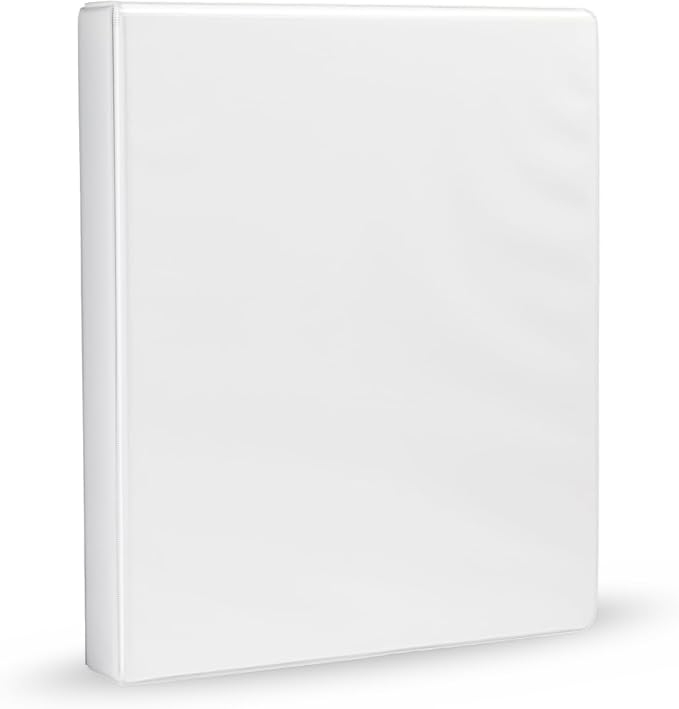 Amazon Basics 3-Ring Binder, 1-Inch, Customizable, with Pockets for Organization, White, 1-Pack