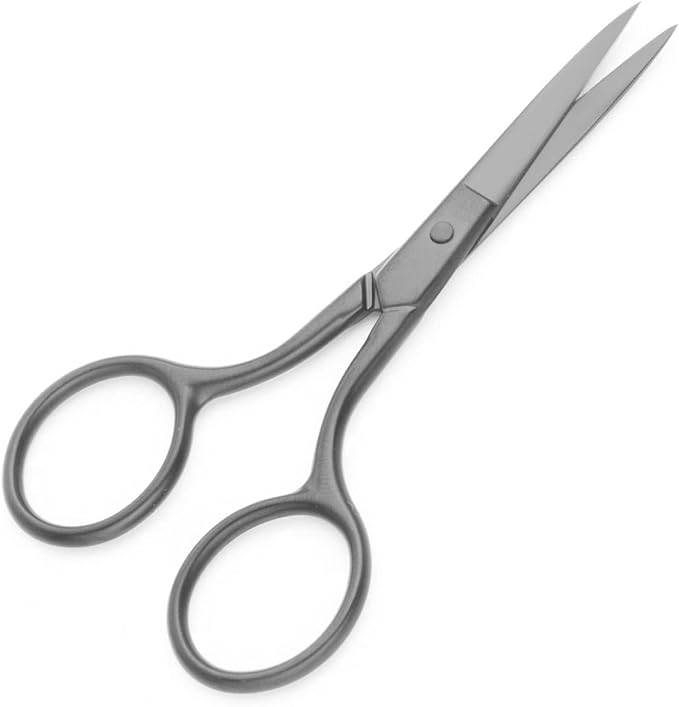 Multicolor Professional Grooming Scissors for Personal Care Facial Hair Removal and Ear Nose Eyebrow Trimming Stainless Steel Fine Straight Tip Scissors 3.9 Inch (Black)