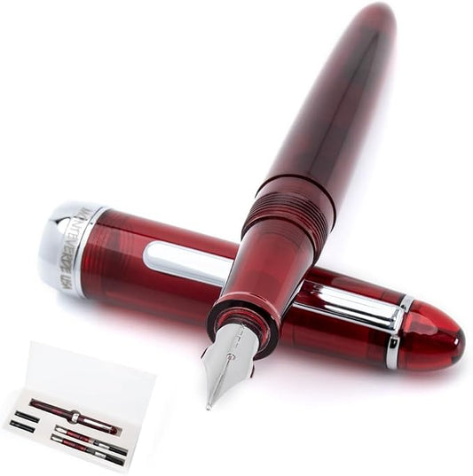 Monteverde USA Monza 3 Fountain Pen Set (Red) - Medium, Fine, Omniflex Nib - Ideal Gift for Men & Women - Perfect for Office, Business, School, Gifts, Journaling, Autographs
