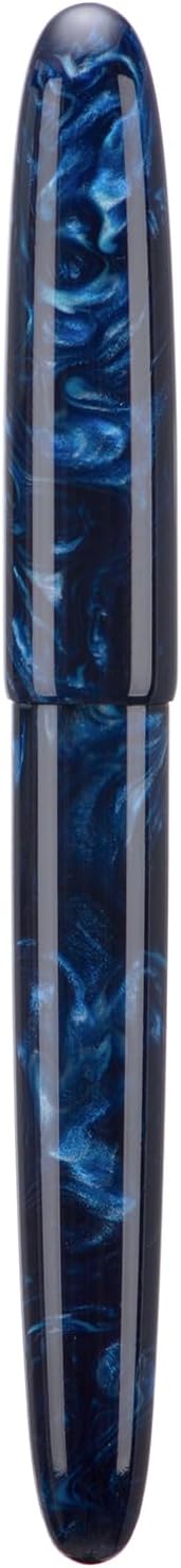 Asvine C80 Fountain Pen #8 Stub 1.1mm Nib Large Handcraft Calligraphy Art Drawing Pen with Converter Pen Case Collection Set (Galaxy Blue)