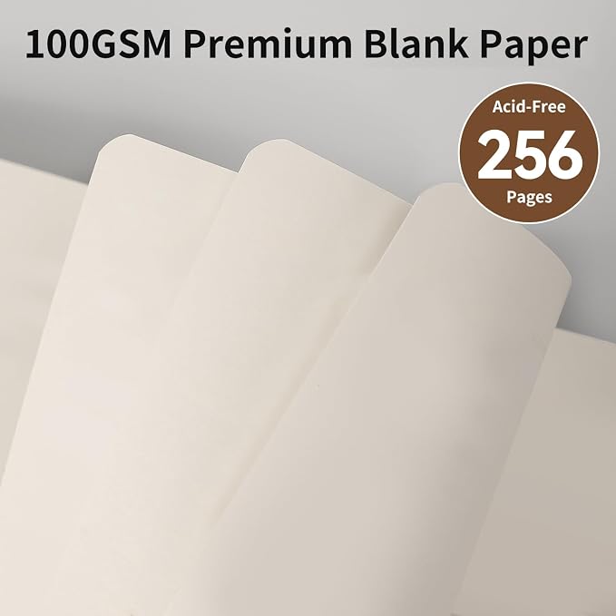 Blank Journal Notebook,256 Pages,A5 Size (5.7'' x 8.3''),Vintage Tree Growth Ring Leather Hardcover Journal,100 GSM Thick Paper,for Daily,Work,School,Note Taking or Sketching(Light Brown)