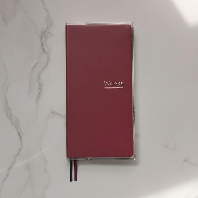 Undated Weekly Planner Notebook Pocket Organizer Appointment Book Journal Notebook A6 Week Plan Notepad (Red with cover)